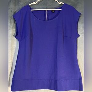 Ann Taylor Sleeveless Solid Blue Top Minimalist Style Simple Elegance
